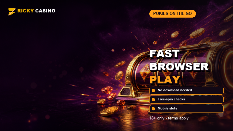 Ricky Casino slot machine artwork with gold reels